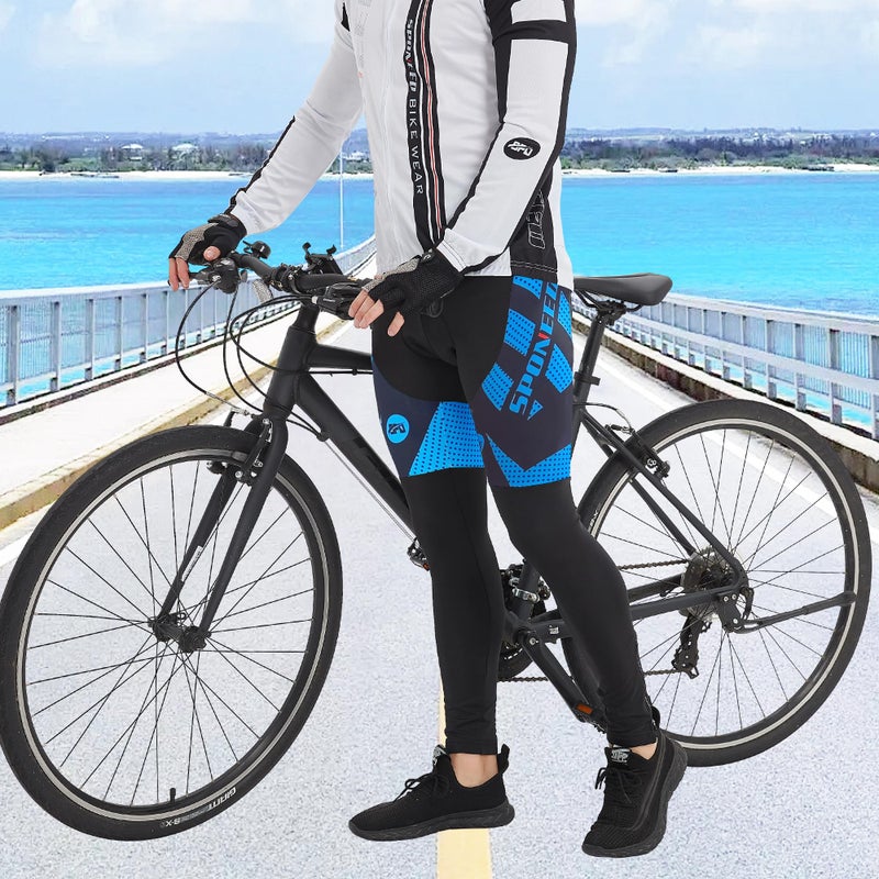 sponeed Bicycle Clothing Men Gym Bike Pants Spring Bicycling Tights Long Sleeve Riding Underpants US L Blue - Image 5